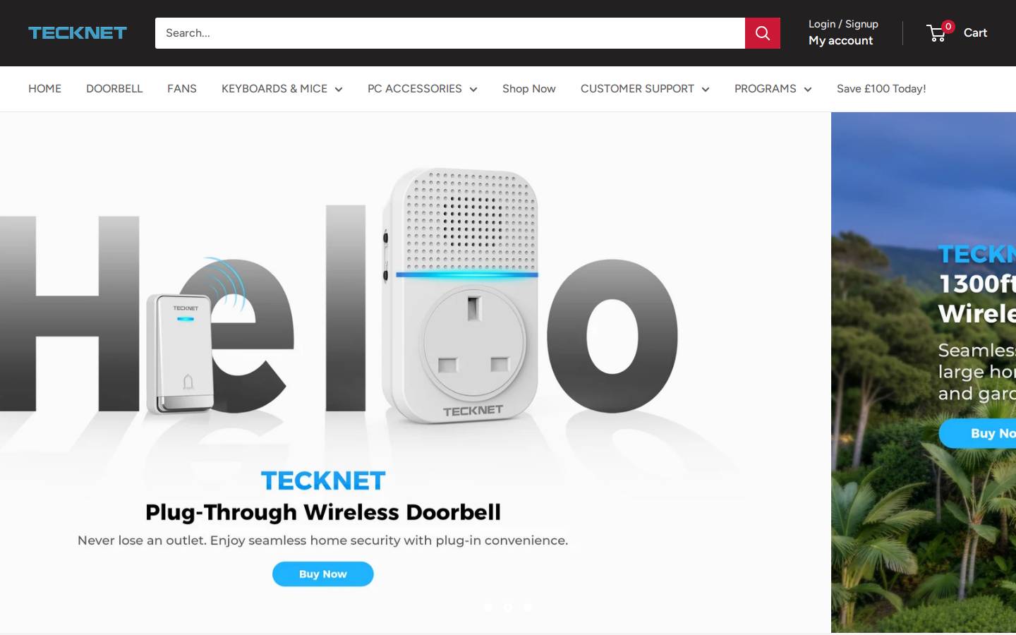 Tecknet homepage screenshot
