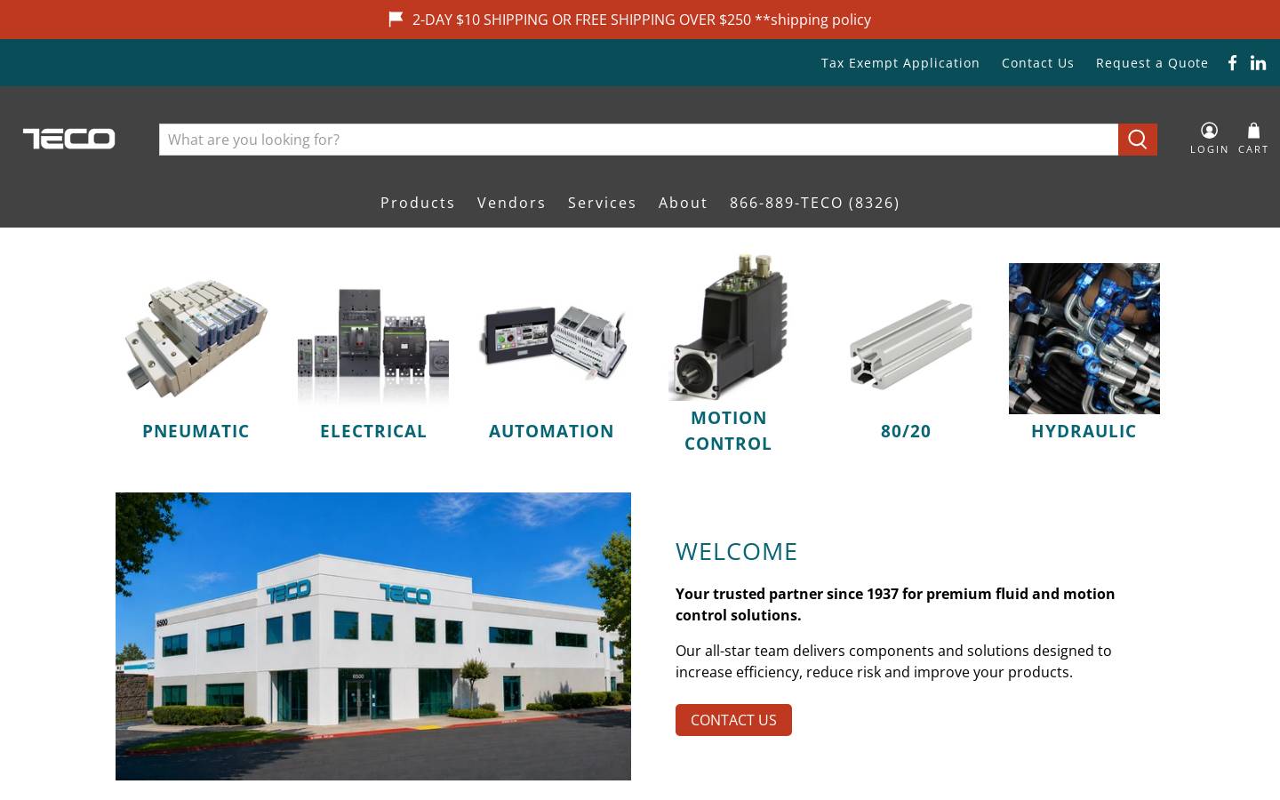 tecopneumatic.com homepage screenshot