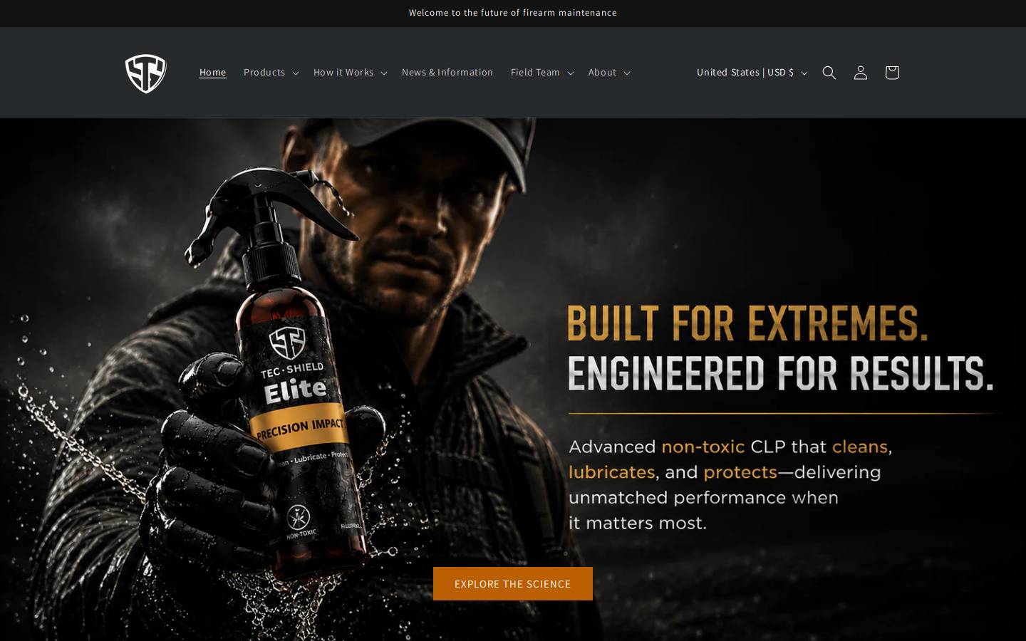 tecshieldelite.com homepage screenshot