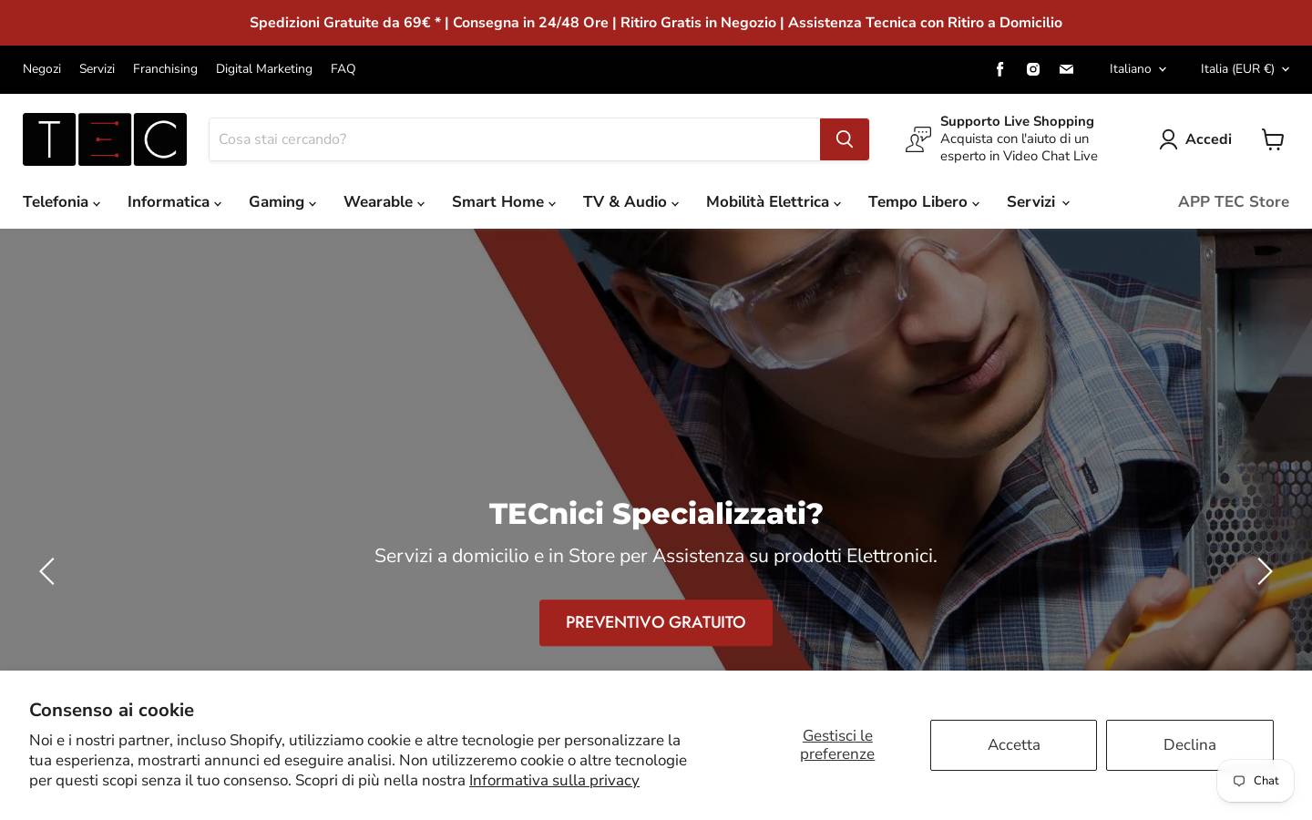 tecstoreitalia.com homepage screenshot