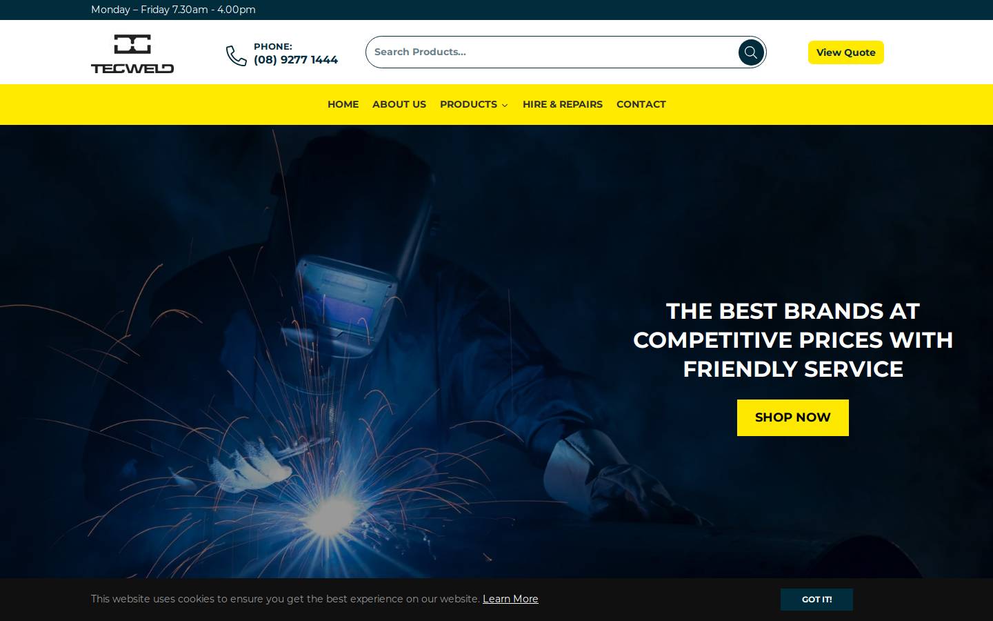 tecweld.com.au homepage screenshot