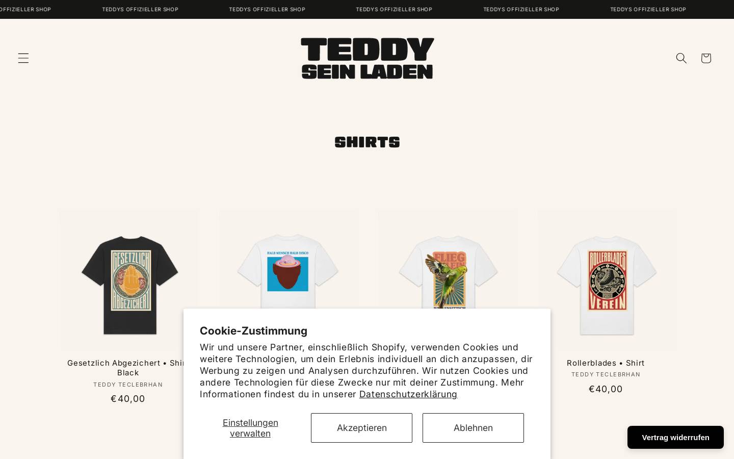 teddy-sein-laden.de homepage screenshot