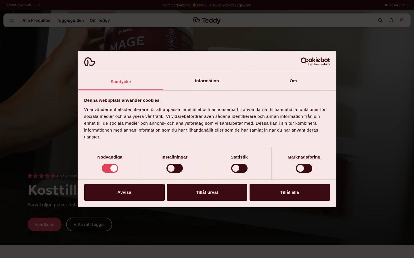 Teddy homepage screenshot