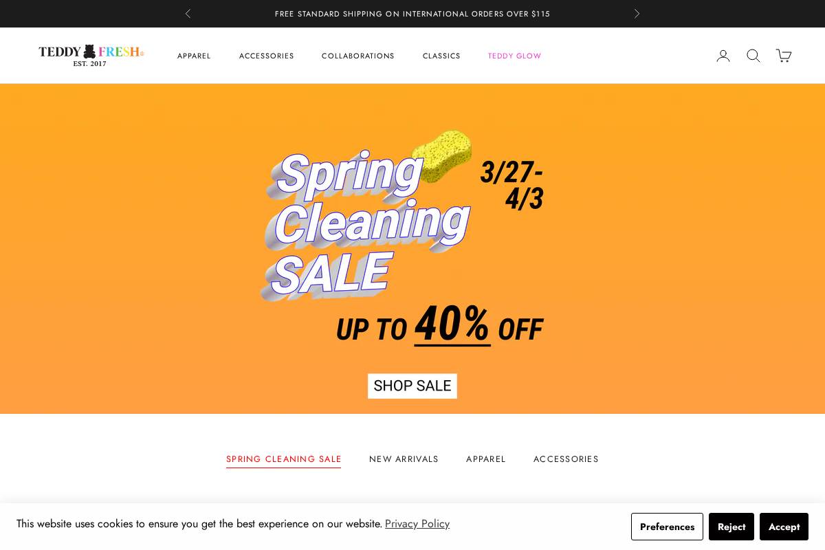 Teddy Fresh homepage screenshot