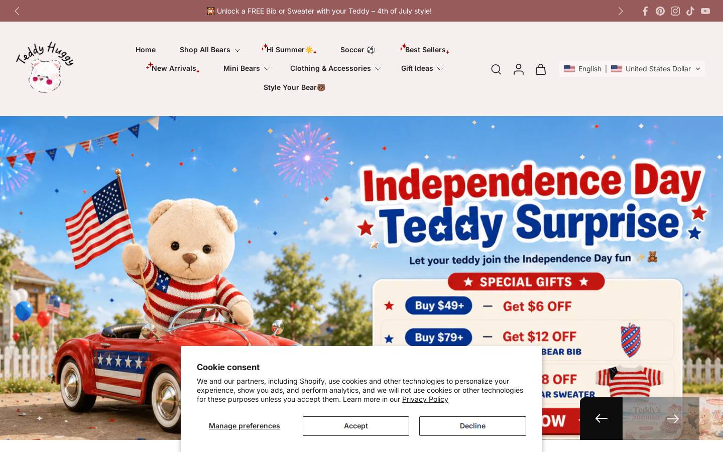 teddyhuggy.com homepage screenshot