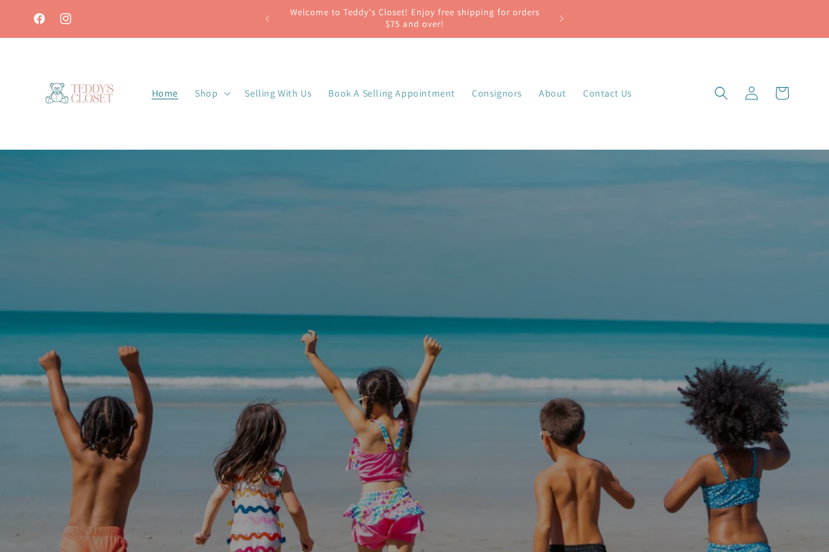 Teddy's Closet homepage screenshot