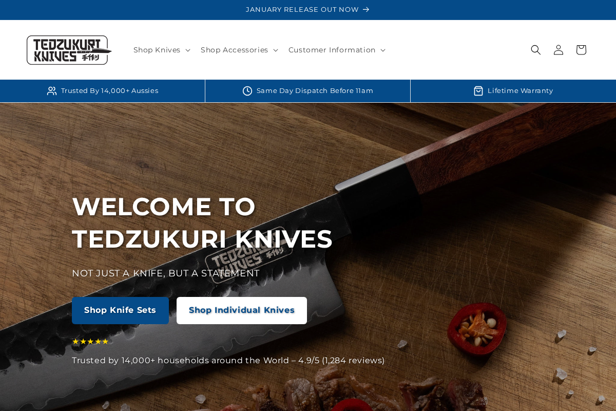 Tedzukuriknives homepage screenshot