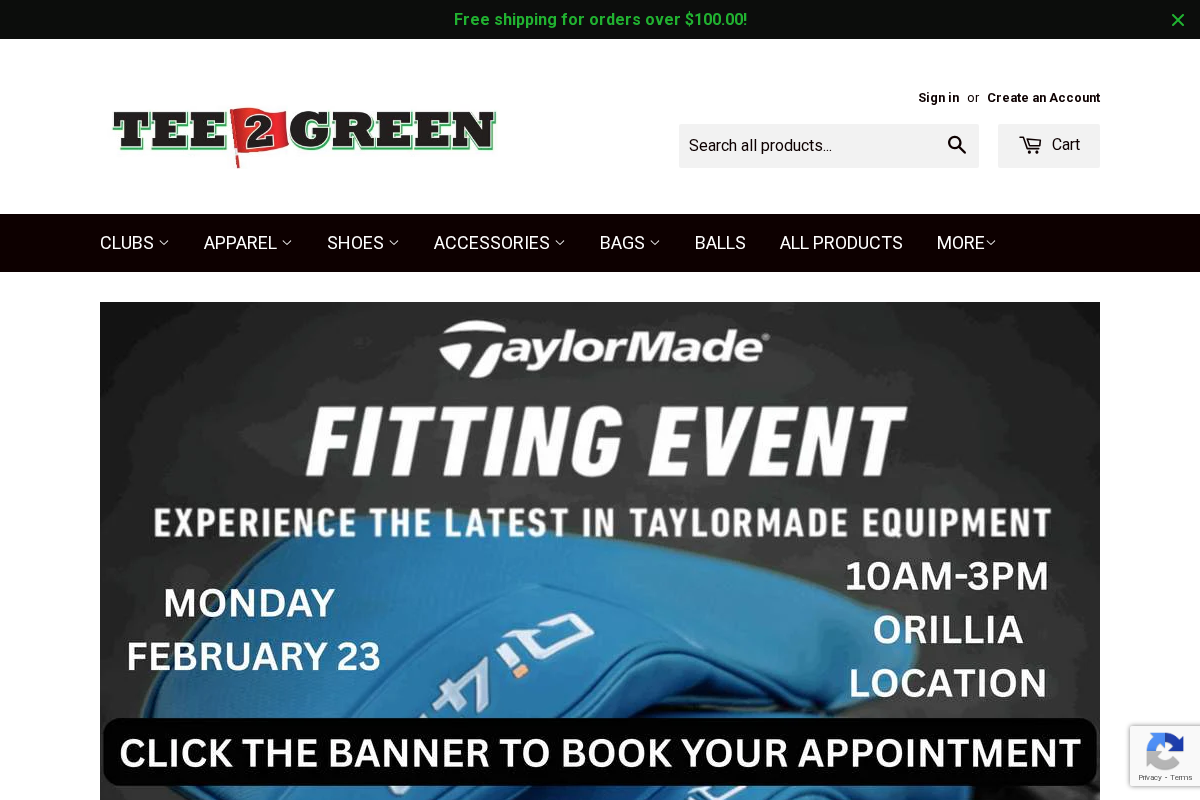 Tee 2 Green homepage screenshot