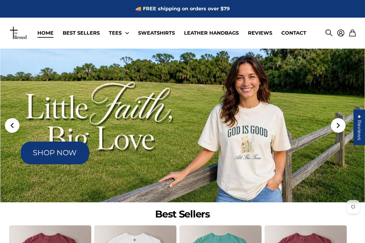 teeblessed.com homepage screenshot