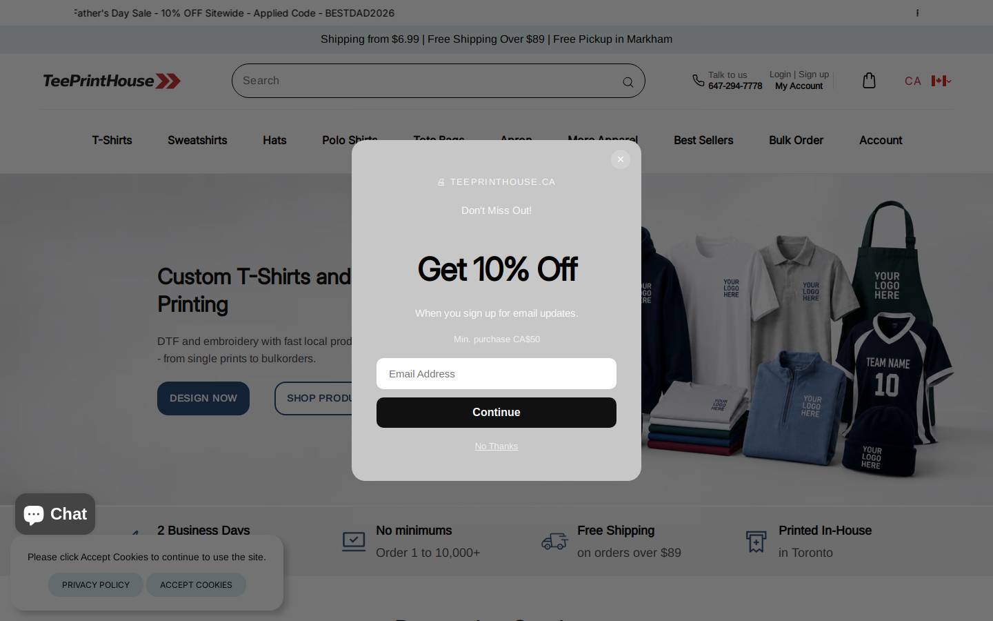 teecanada.com homepage screenshot