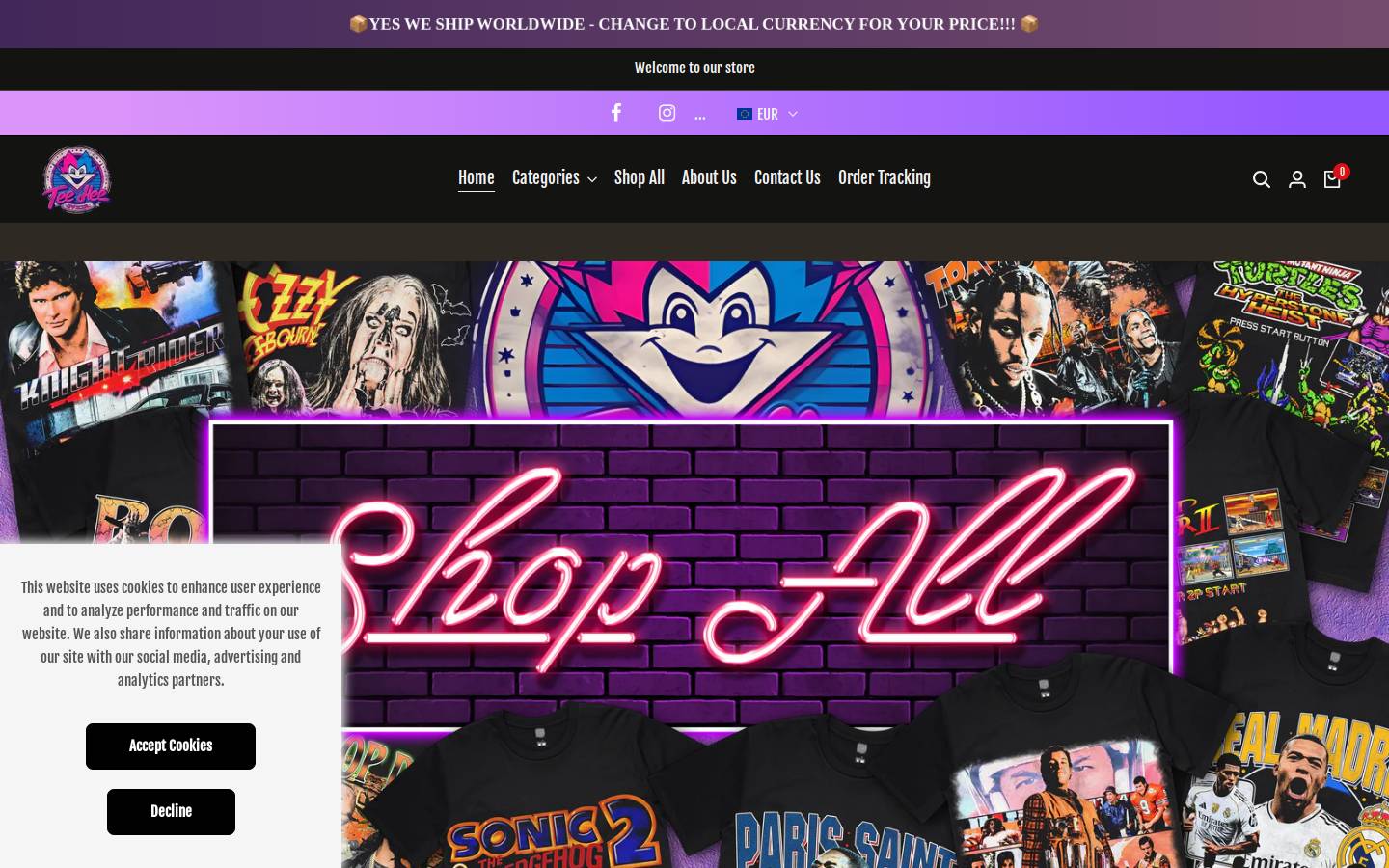 teeheeofficial.com homepage screenshot