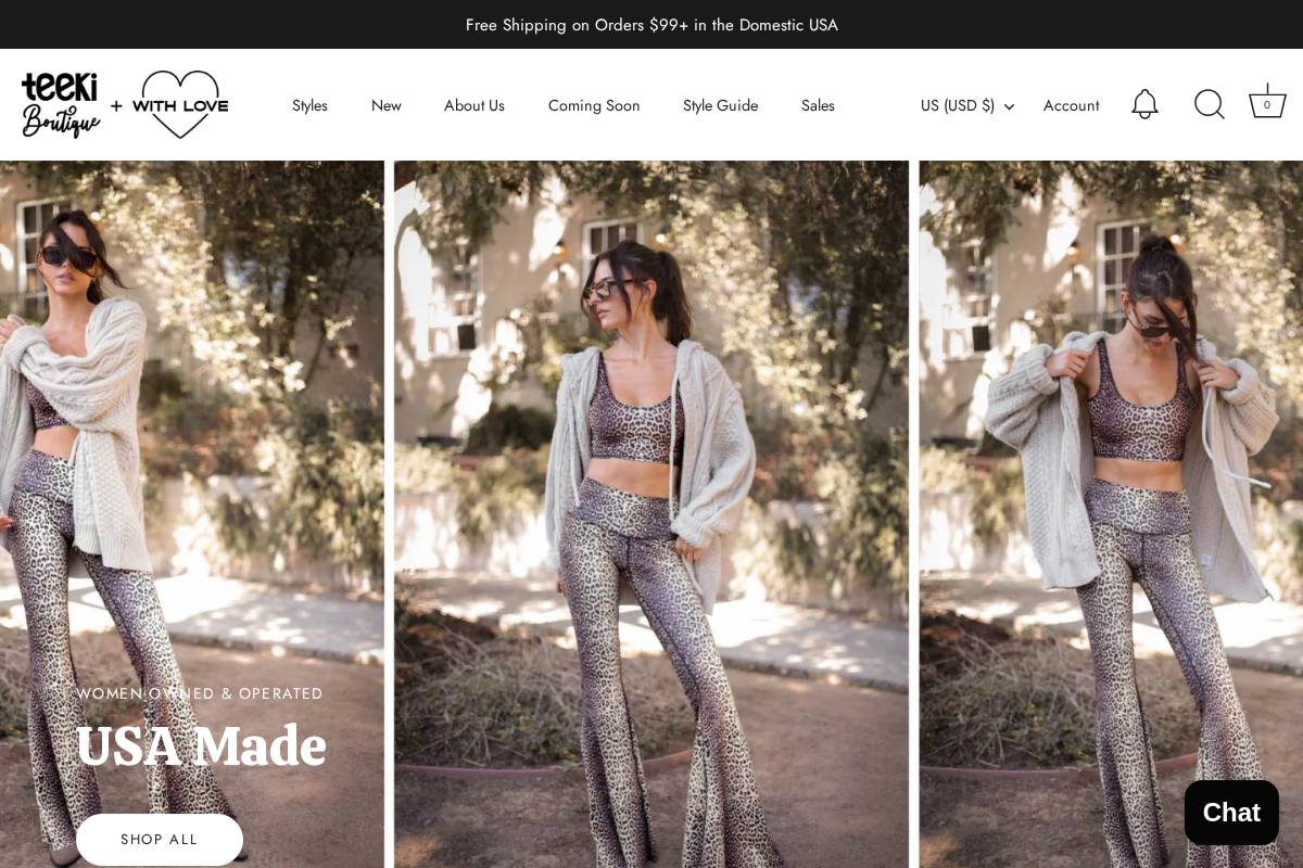 teekiboutique.com homepage screenshot