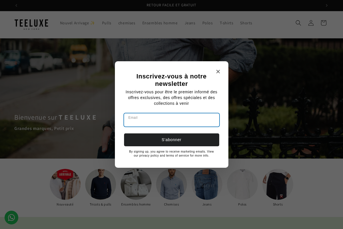 Teeluxe Store homepage screenshot