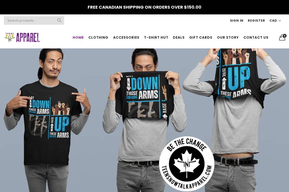 teensnowtalkapparel.com homepage screenshot