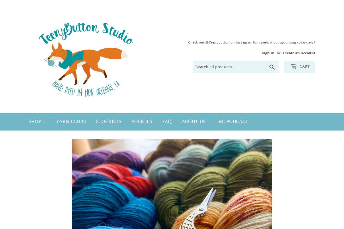 teenybuttonstudio.com homepage screenshot