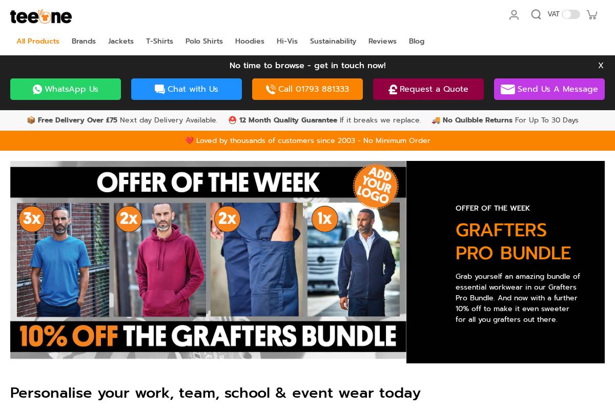 teeone.co.uk homepage screenshot