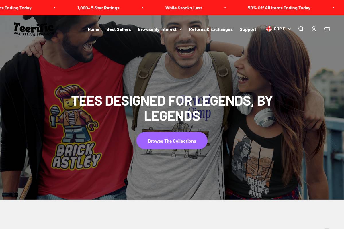 Teerific homepage screenshot