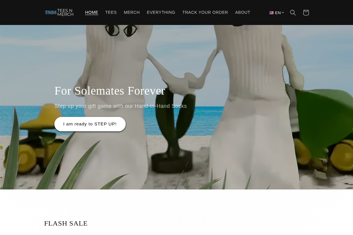 Teesnmerch homepage screenshot