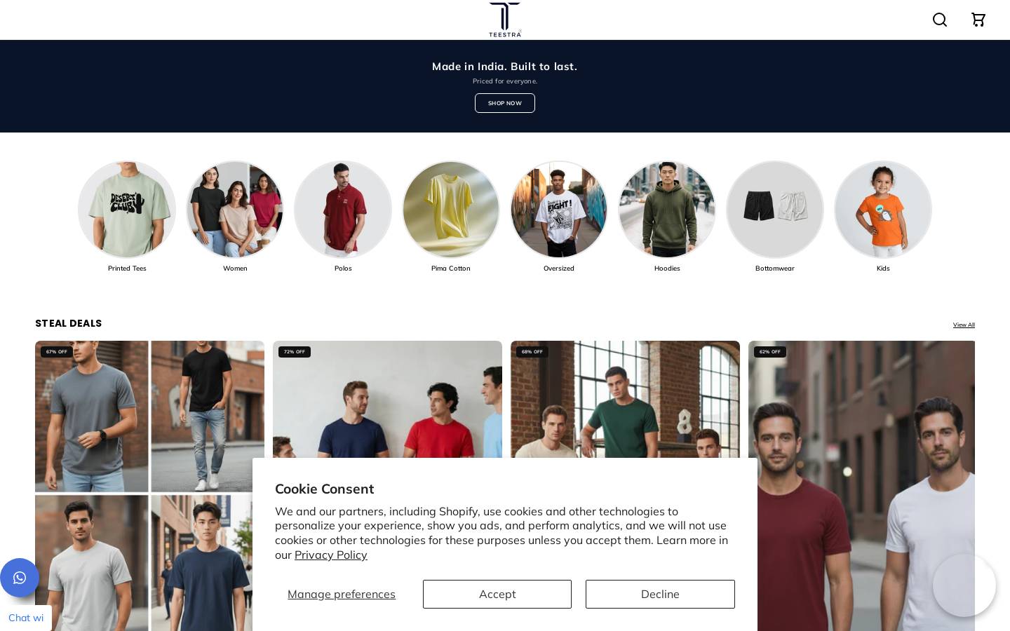 teestra.com homepage screenshot