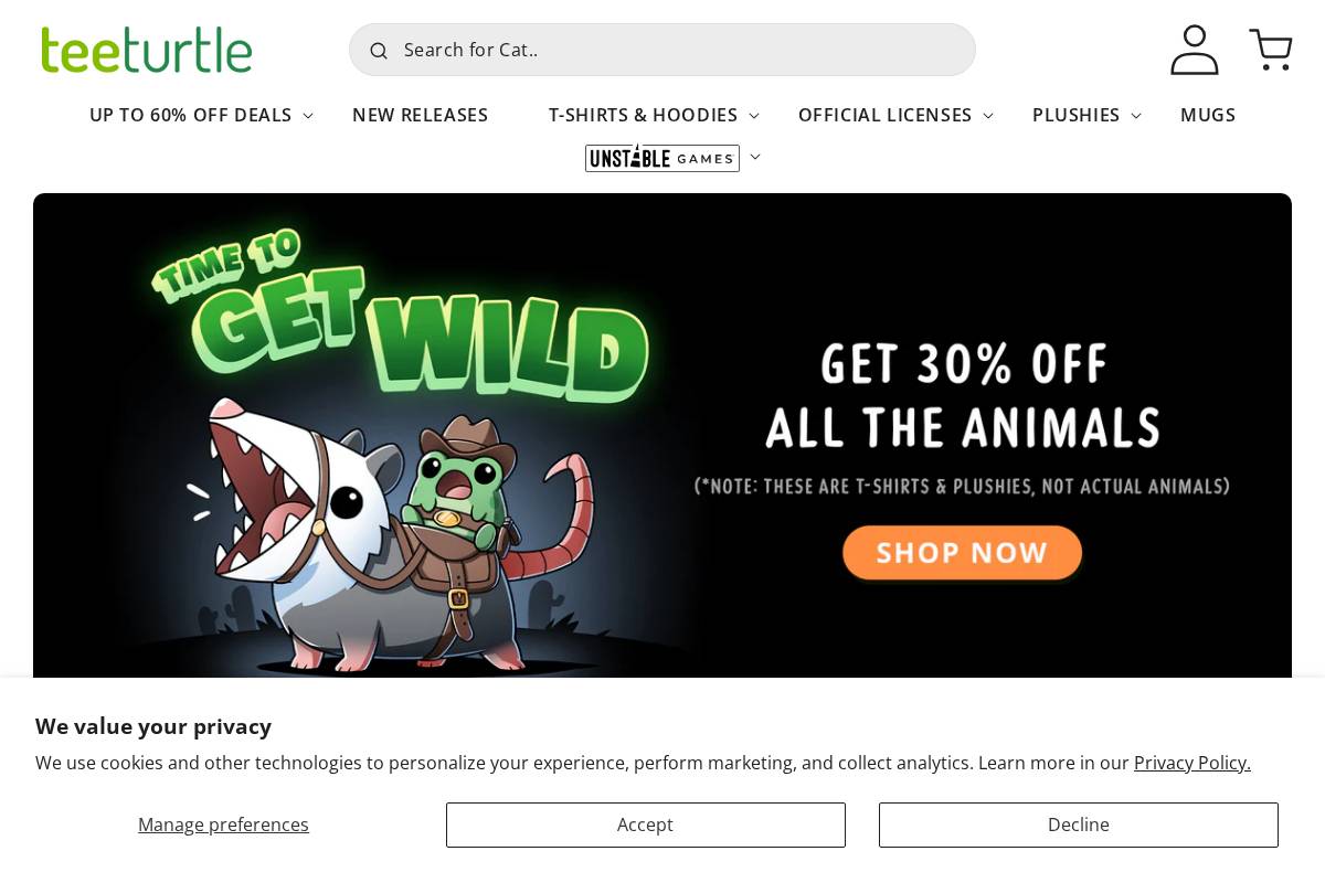 TeeTurtle homepage screenshot