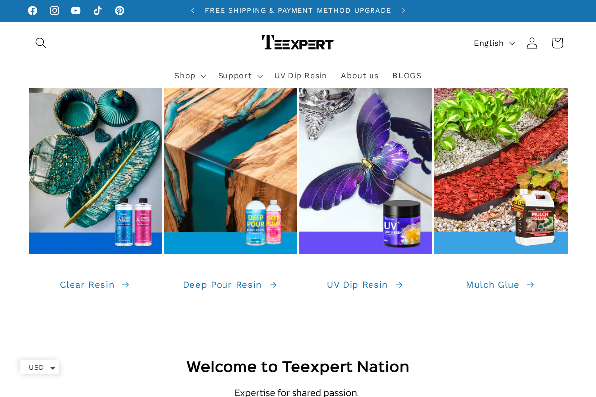 Teexpert Resin homepage screenshot