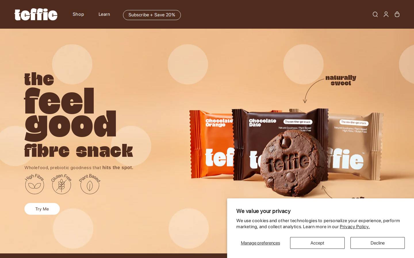 Teffie homepage screenshot