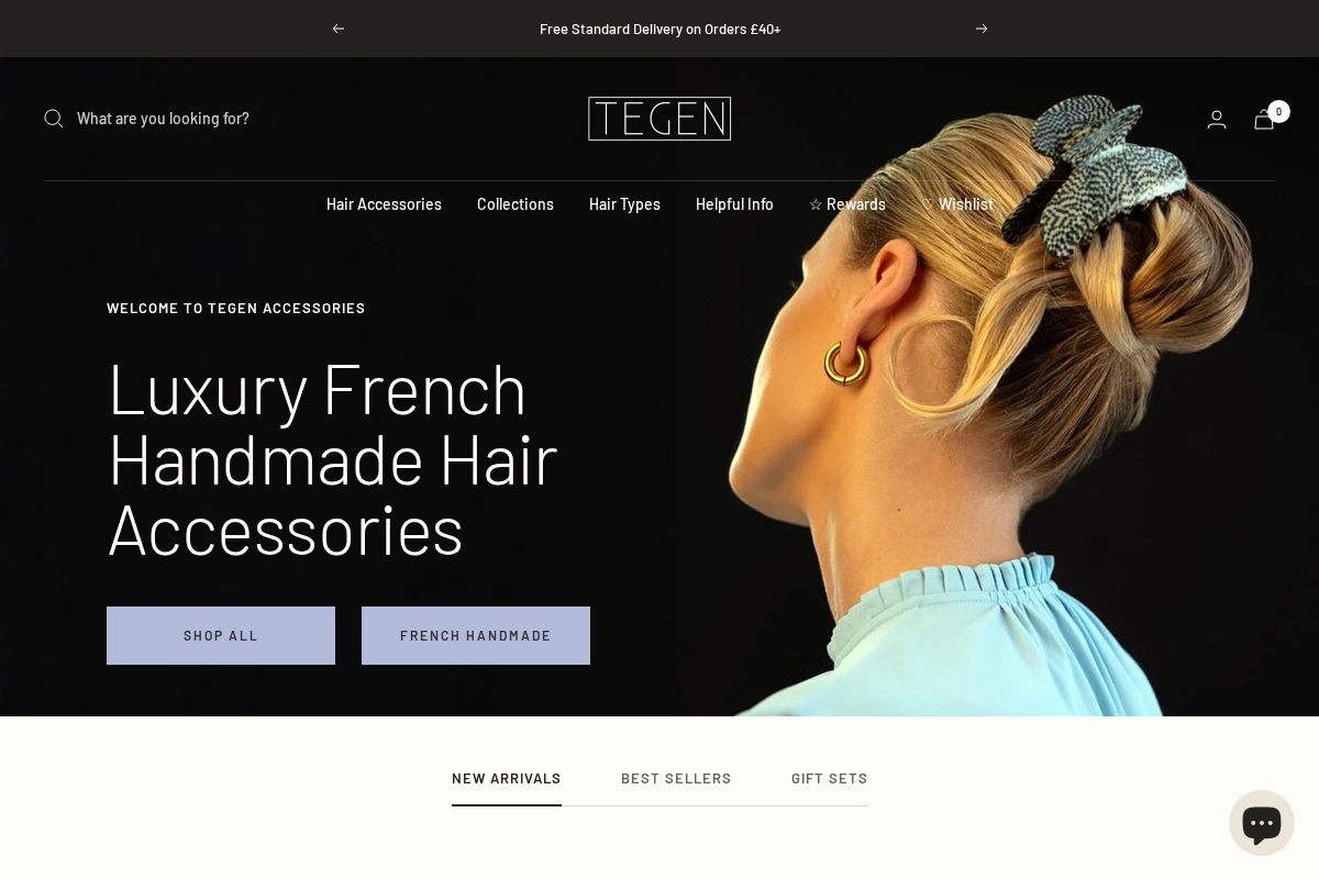 Tegen Accessories homepage screenshot