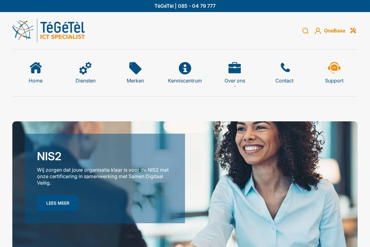 tegetel.nl homepage screenshot