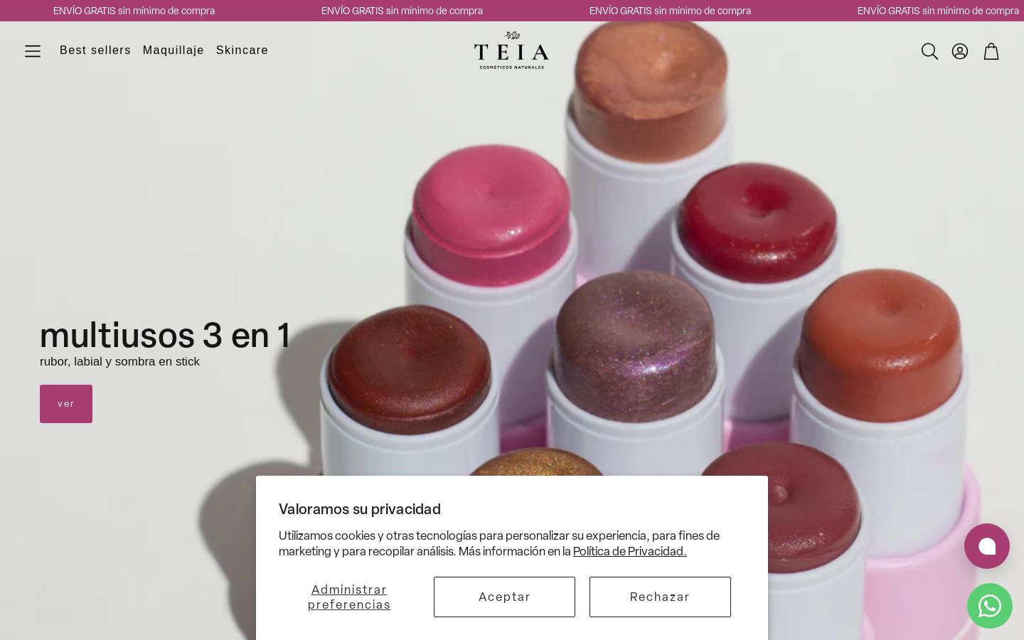 teiacosmeticos.com homepage screenshot