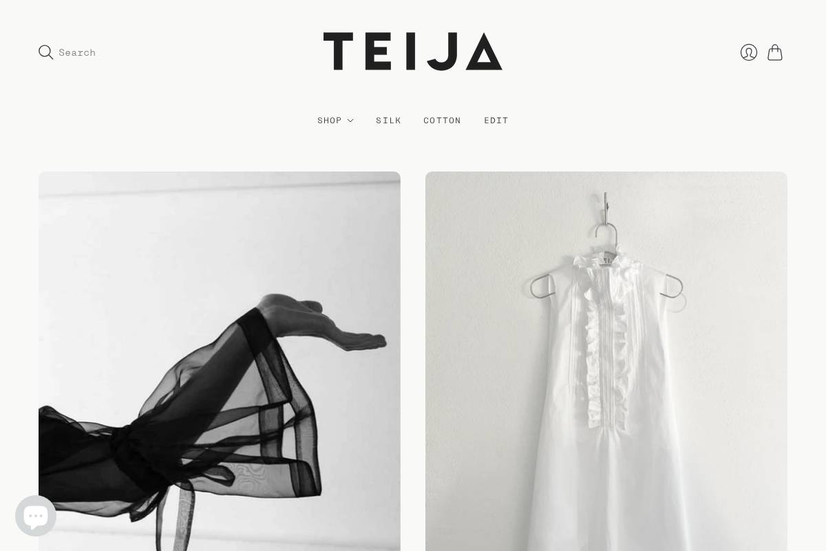 teijastore.com homepage screenshot
