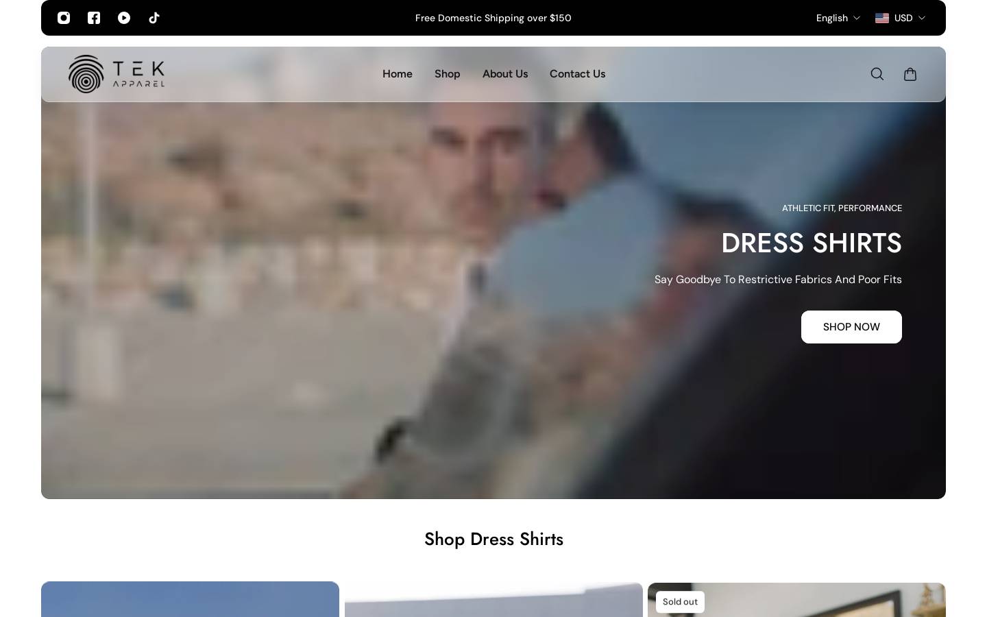 tekapparel.com homepage screenshot