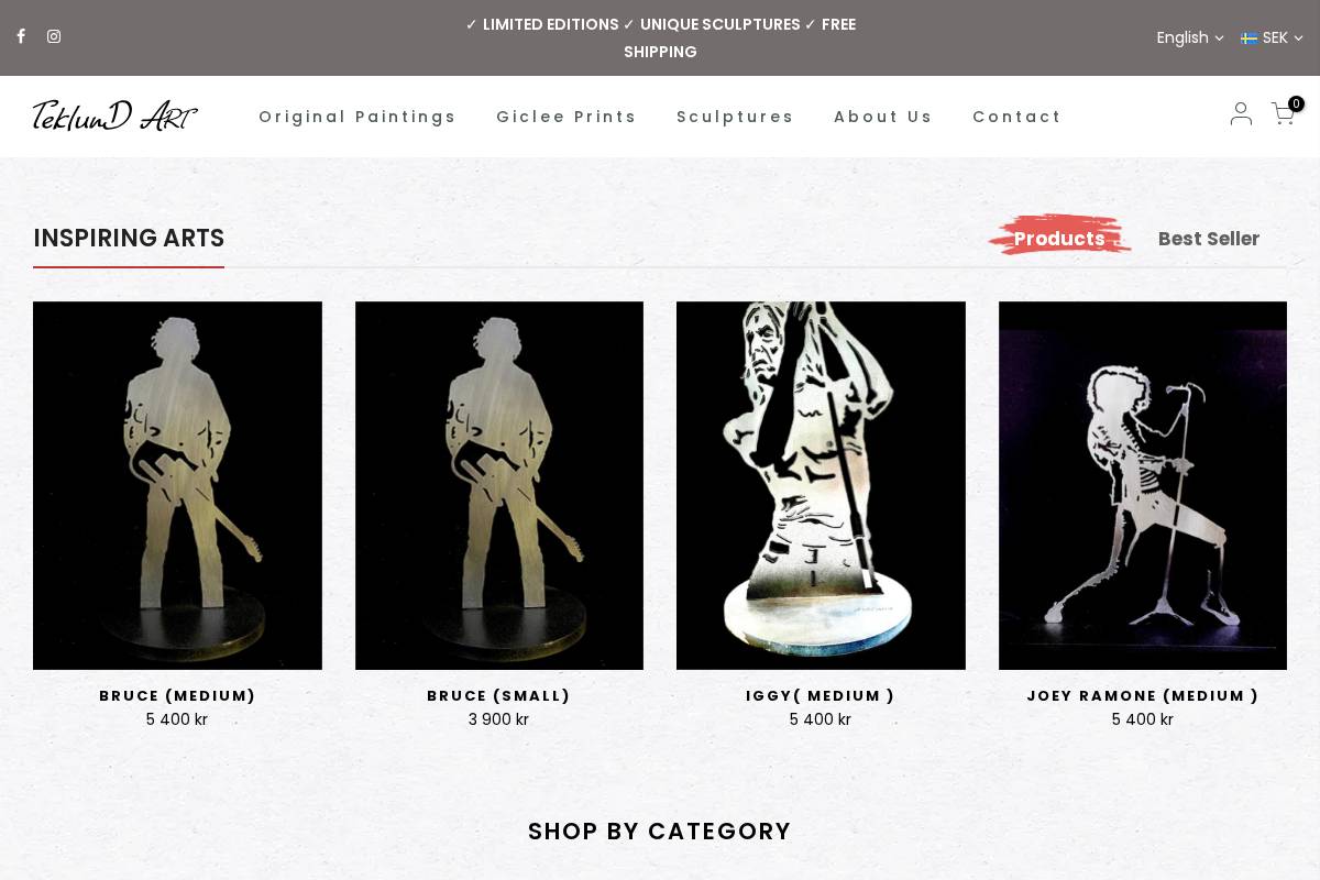 Teklund Art homepage screenshot