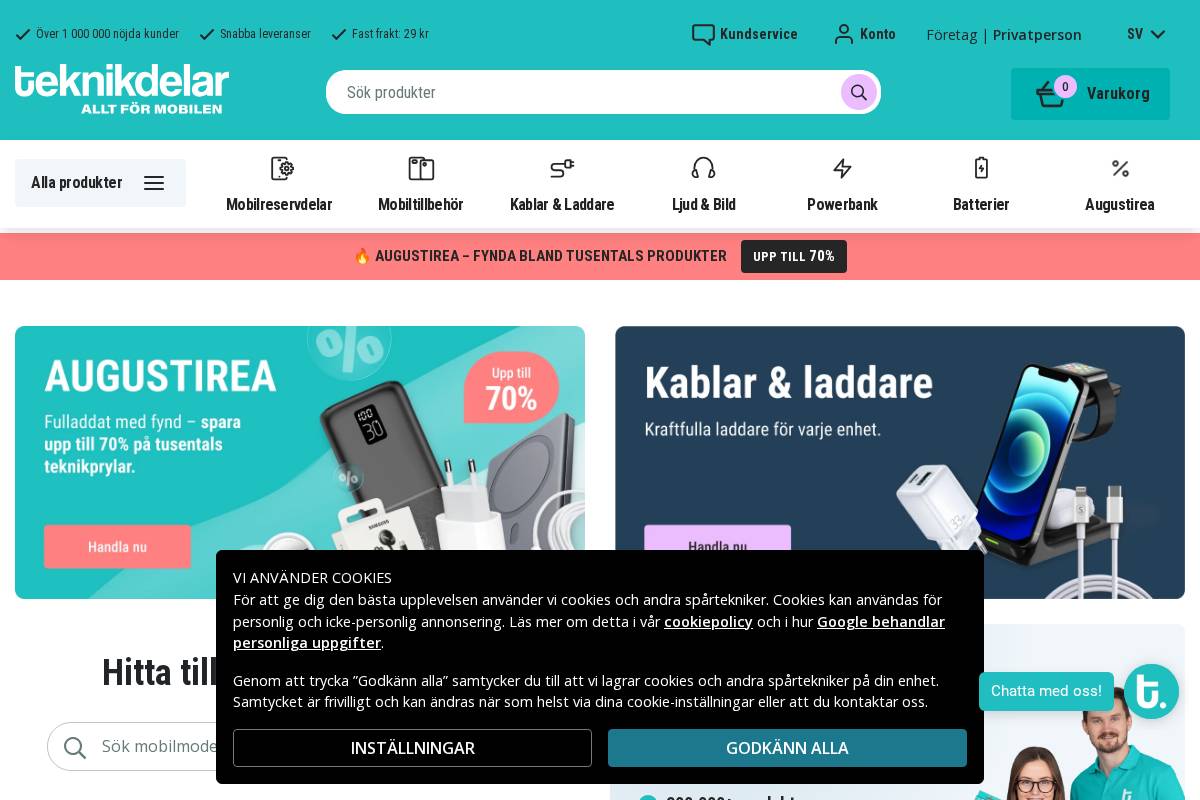 teknikdelar.se homepage screenshot