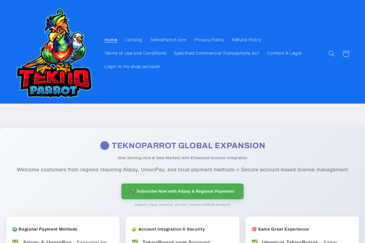 TeknoParrot Store homepage screenshot