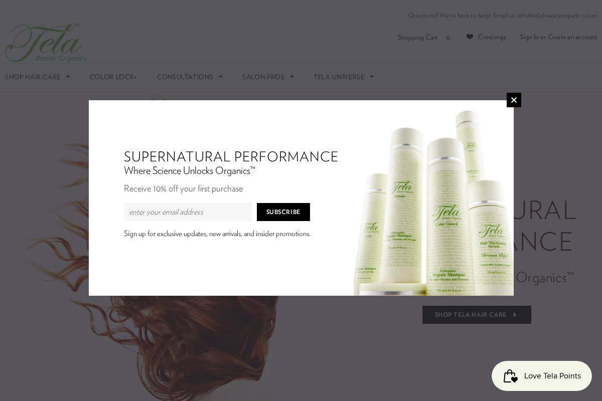 telabeautyorganics.com homepage screenshot