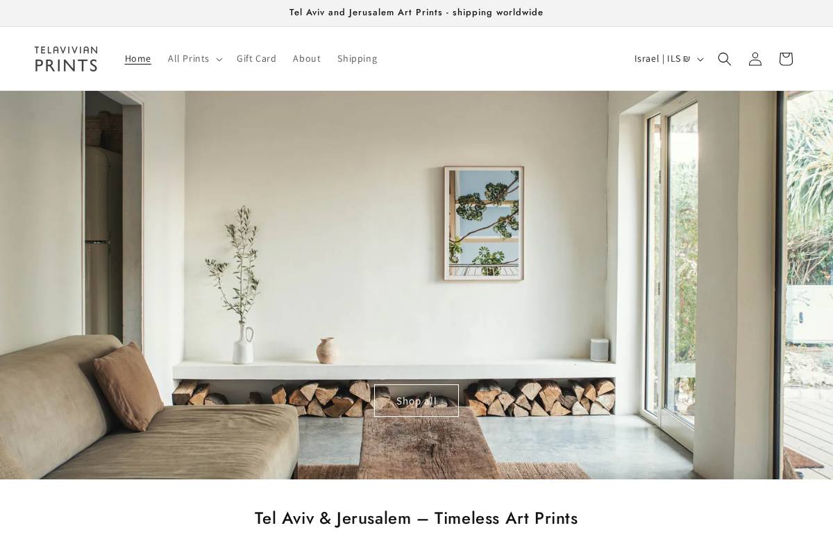 telavivianprints.com homepage screenshot