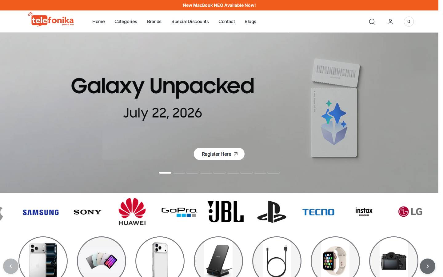 Telefonika homepage screenshot
