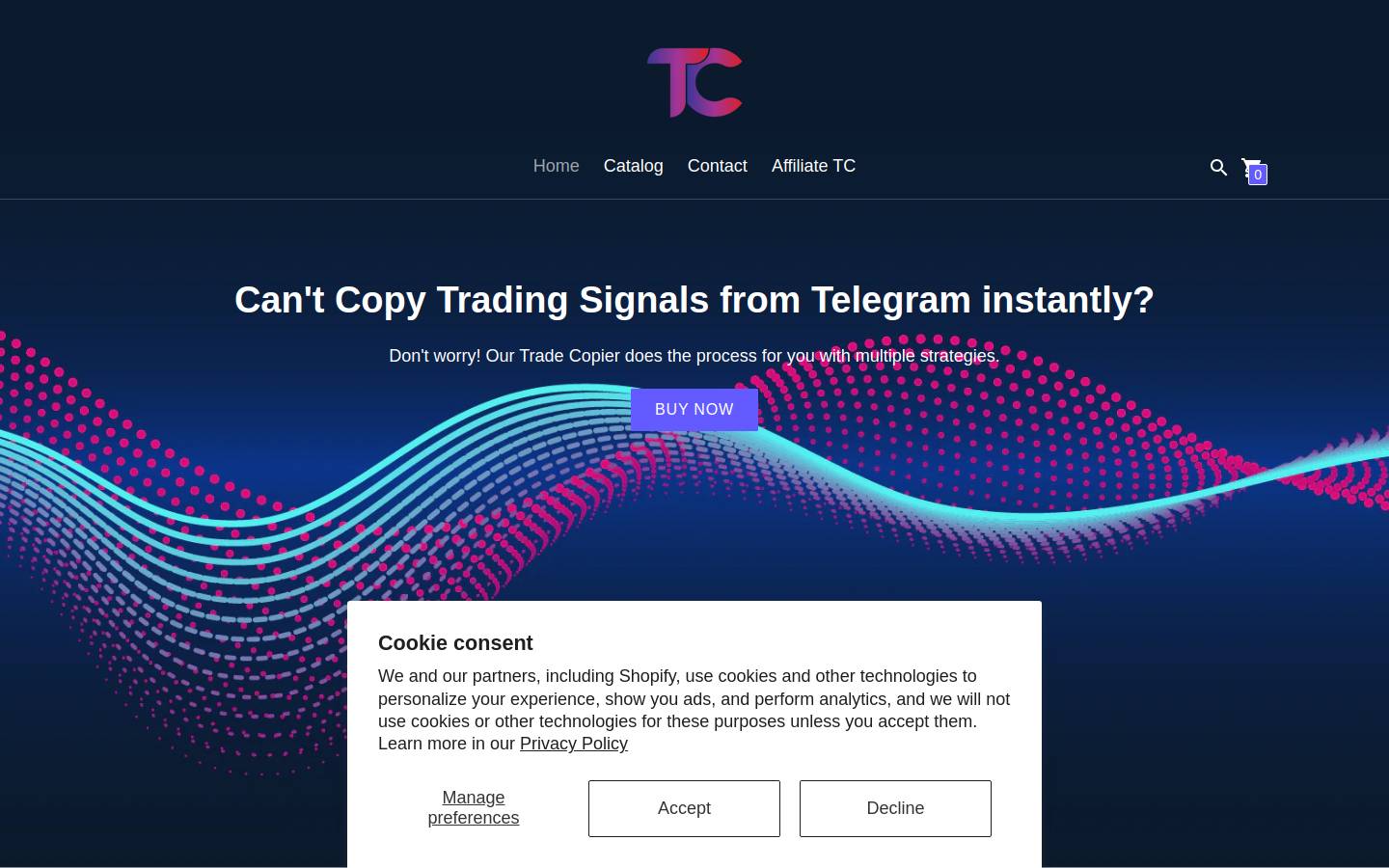 Telegramcopier homepage screenshot