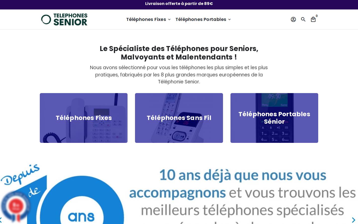 Telephones Senior homepage screenshot