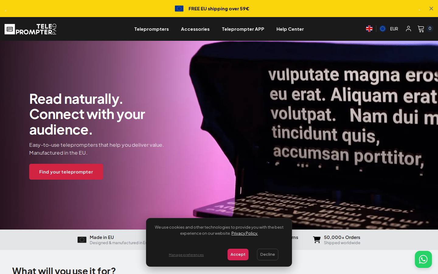 TeleprompterPAD homepage screenshot