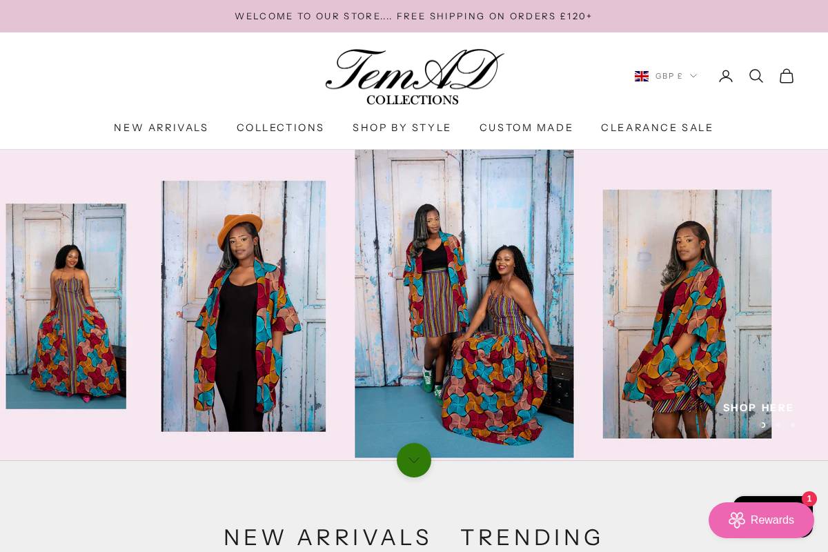 temadcollections.com homepage screenshot