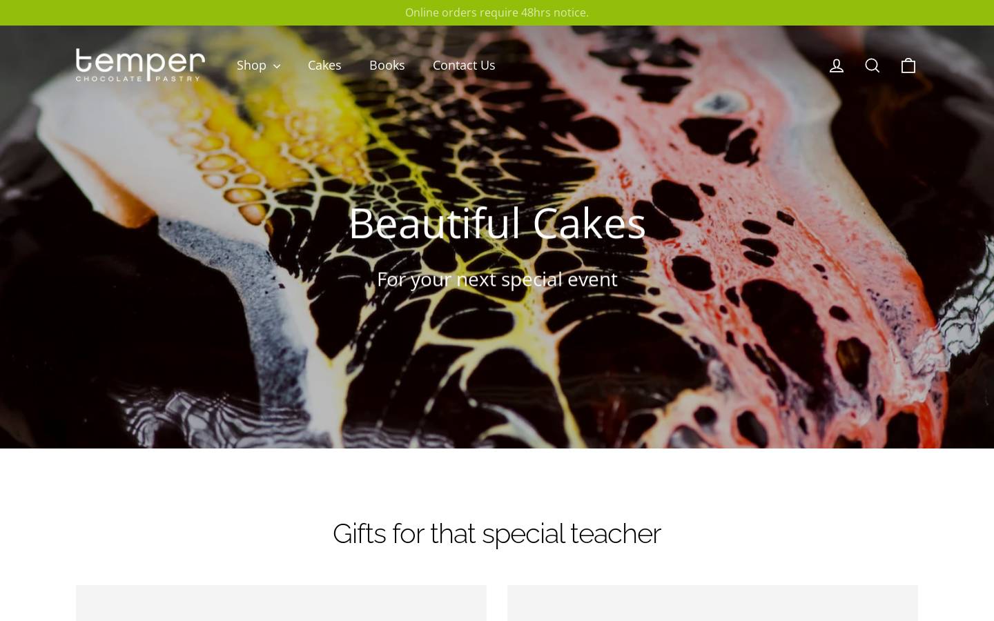 temperpastry.com homepage screenshot