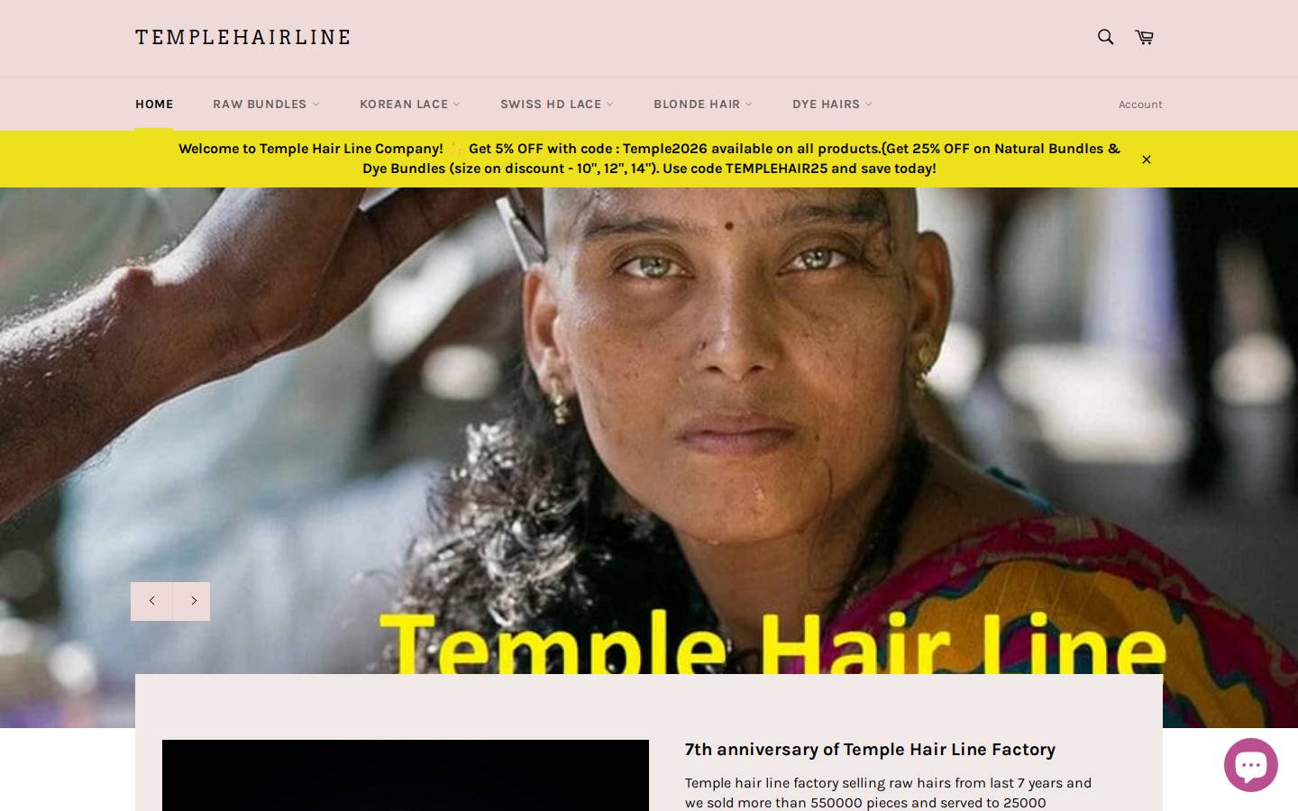 templehairline.com homepage screenshot