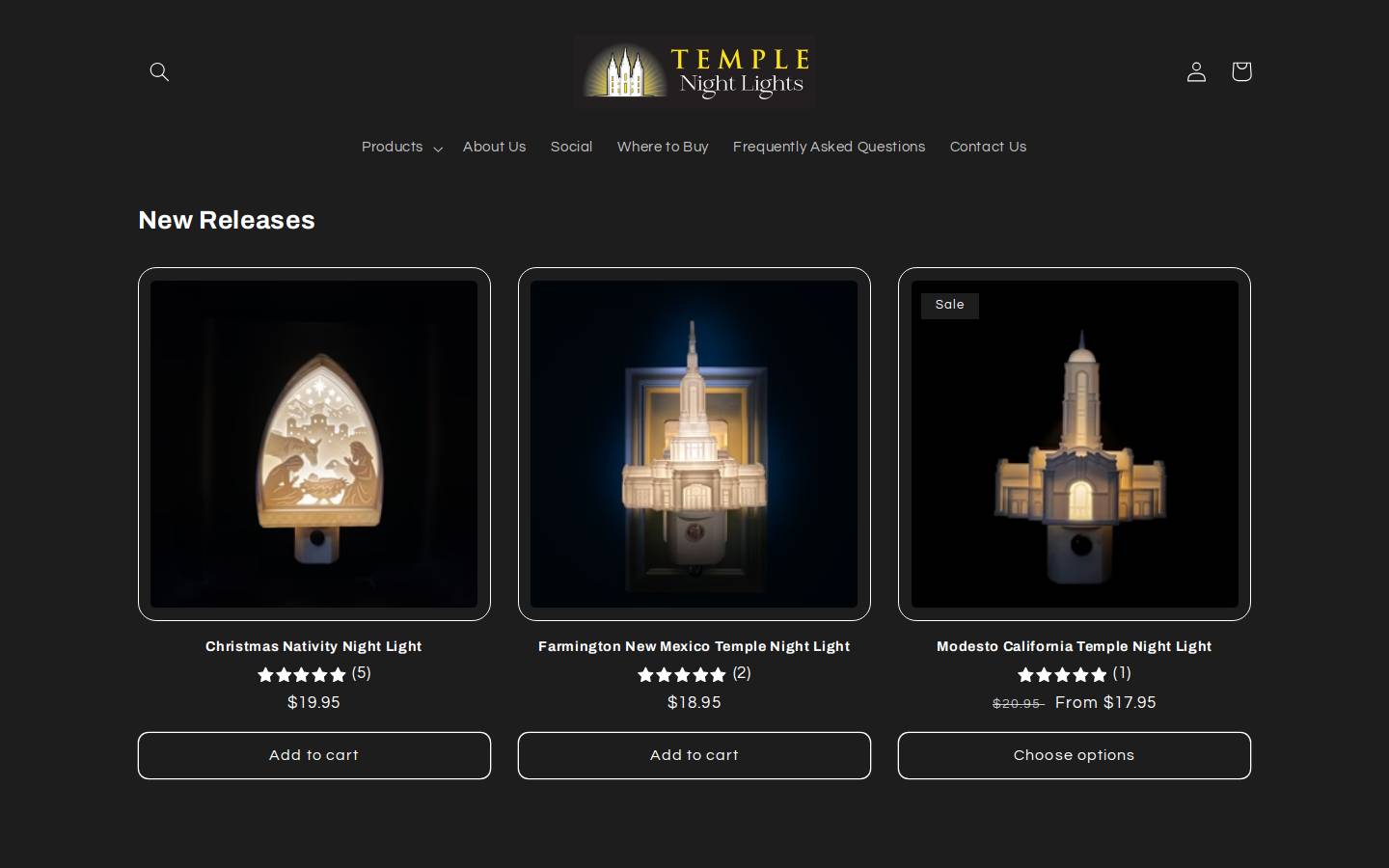 templenightlights.com homepage screenshot