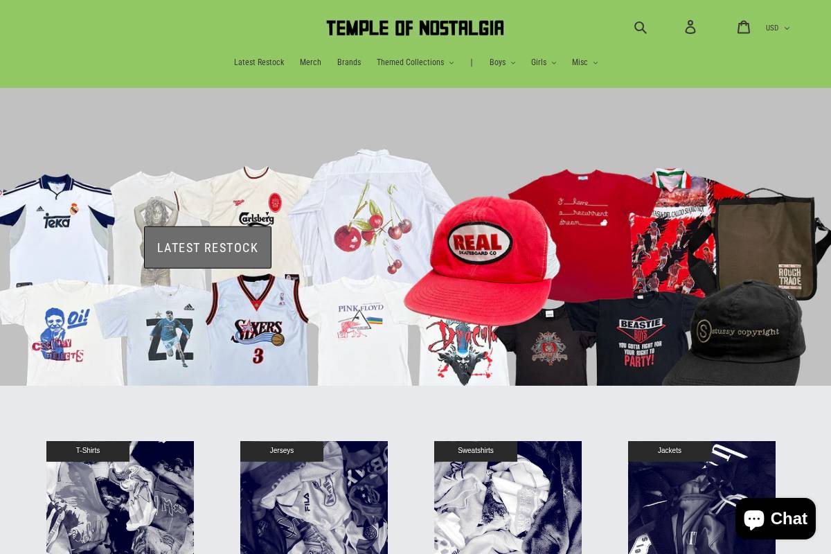 templeofnostalgia.com homepage screenshot