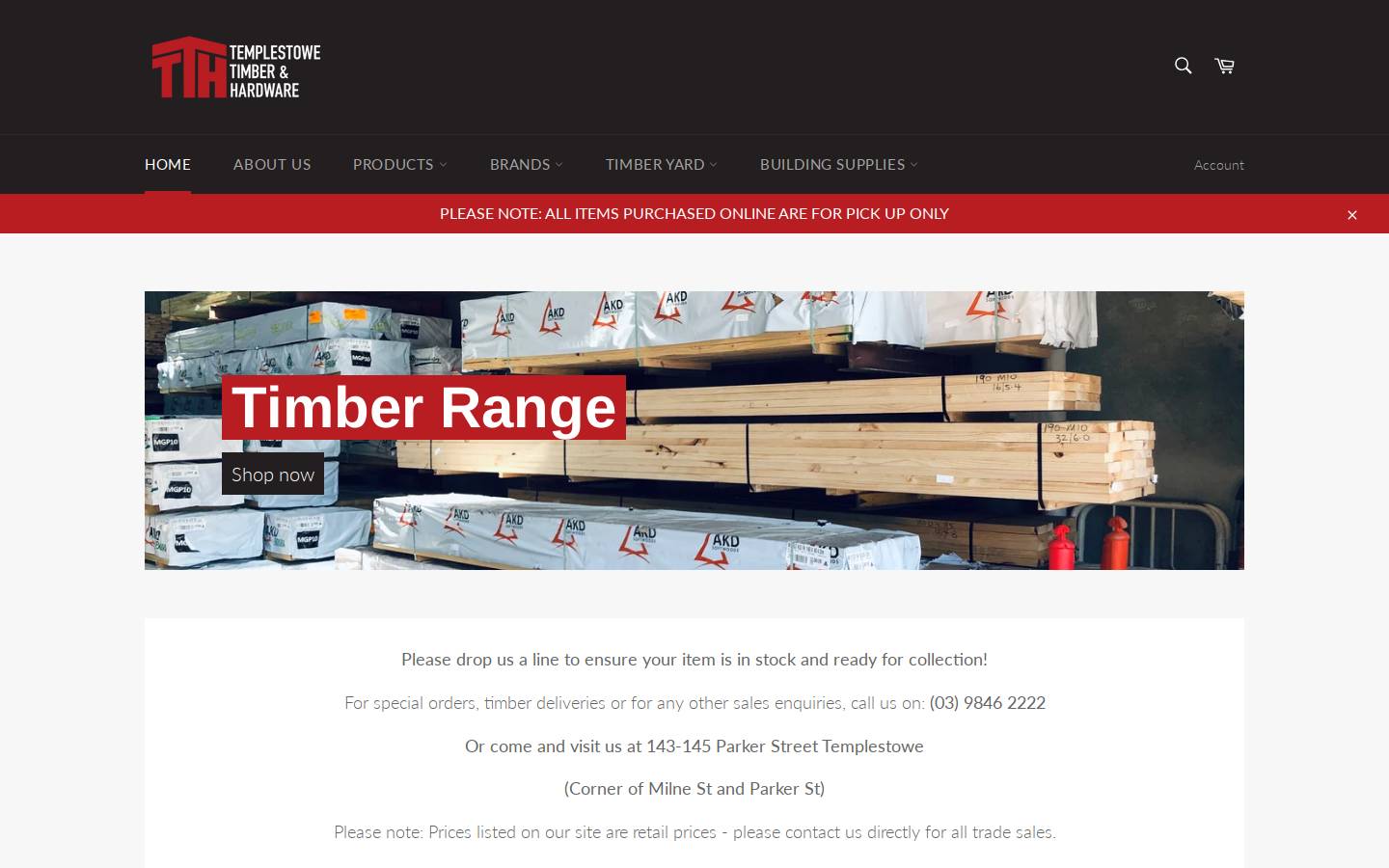 templestowetimber.com.au homepage screenshot