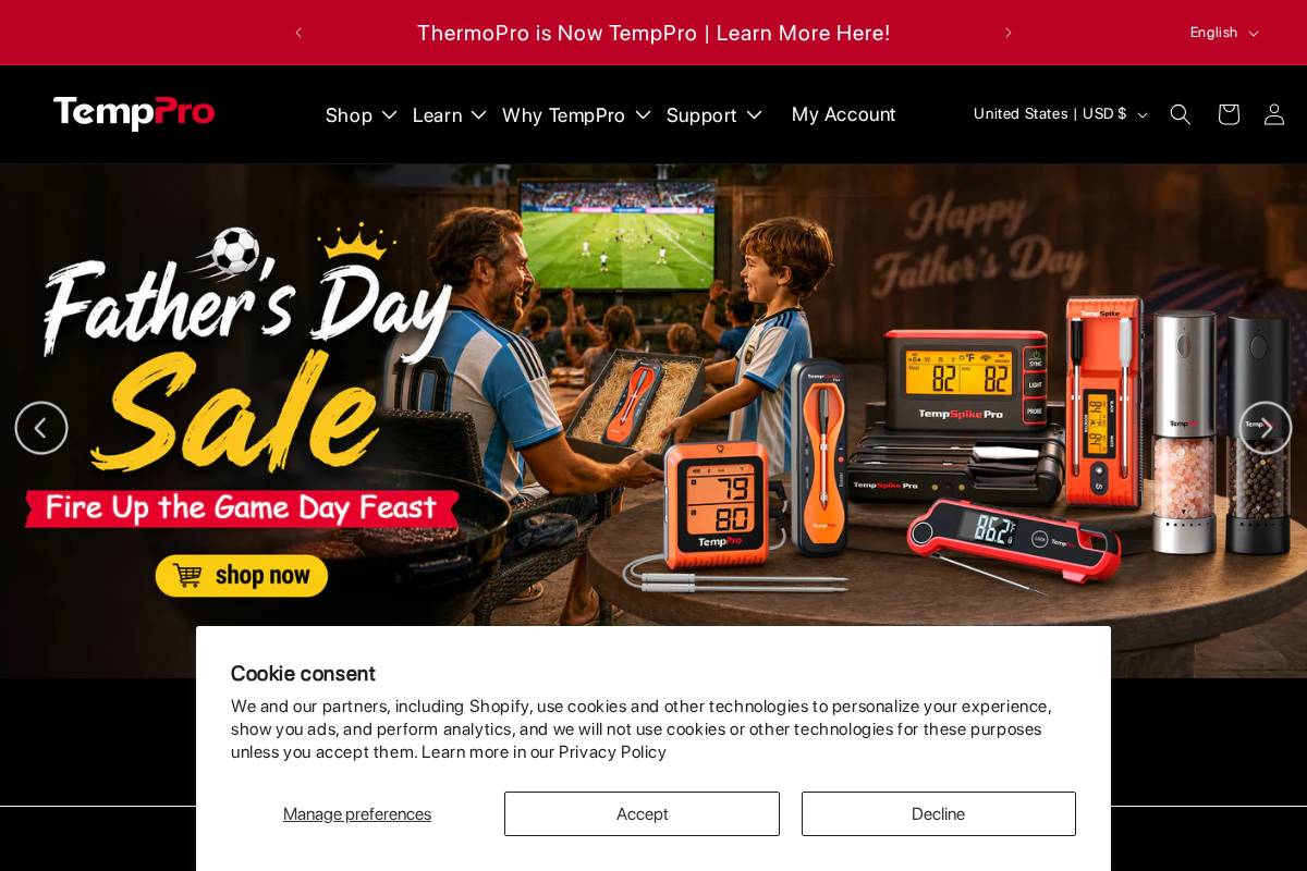 Temppro homepage screenshot