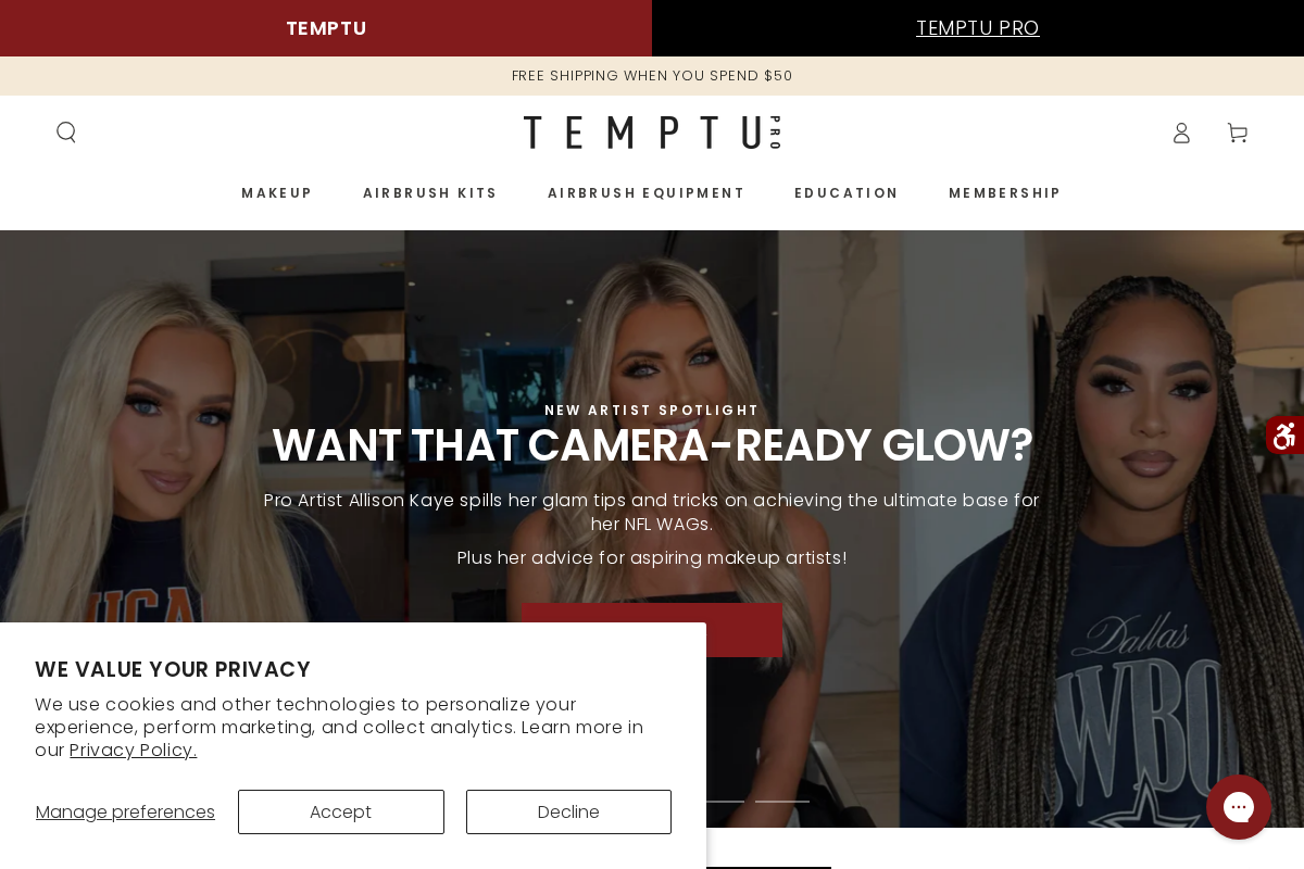 TEMPTU PRO homepage screenshot