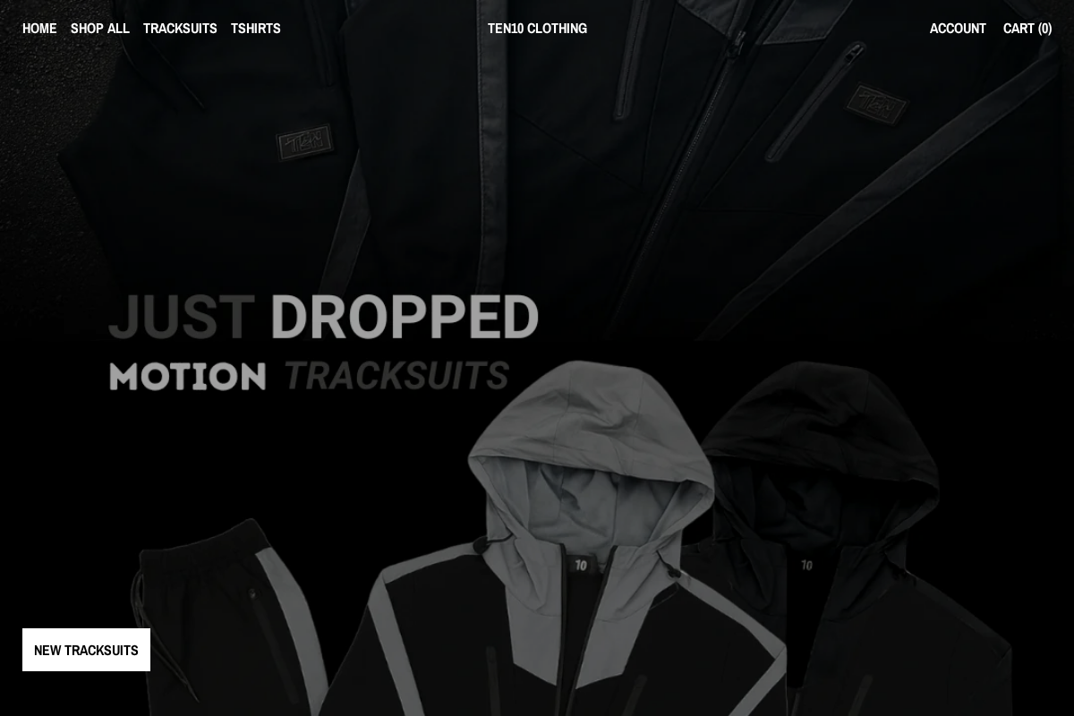 Ten10clothing homepage screenshot