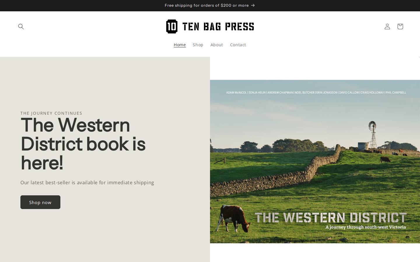 tenbagpress.com.au homepage screenshot